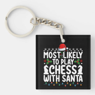Hoogstwaarschijnlijk Schaken met Kerstman Kerstmis Sleutelhanger