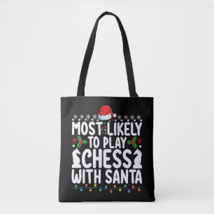 Hoogstwaarschijnlijk Schaken met Kerstman Kerstmis Tote Bag