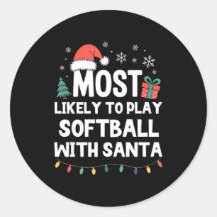 Hoogstwaarschijnlijk Softbal Spelen Met Kerstman K Ronde Sticker