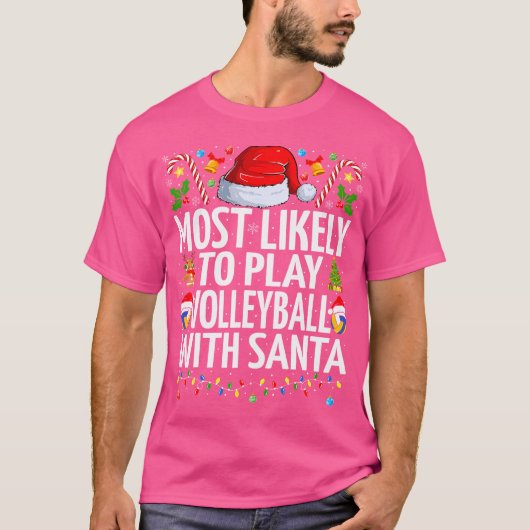 Hoogstwaarschijnlijk spelen volleybal Santa Christ T-shirt (Voorkant)