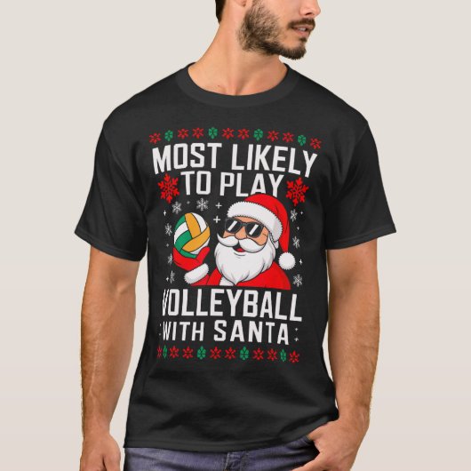 Hoogstwaarschijnlijk spelen volleybal Santa Christ T-shirt (Voorkant)