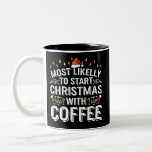 Hoogstwaarschijnlijk start Kerstmis met koffie Fam Tweekleurige Koffiemok
