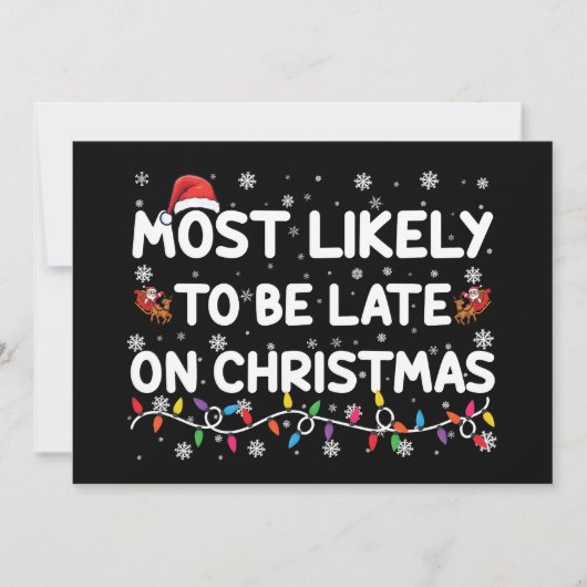 Hoogstwaarschijnlijk te laat met kerstpyjama kaart (Voorkant)