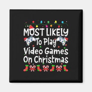 Hoogstwaarschijnlijk videogame spelen op kerstfami magneet