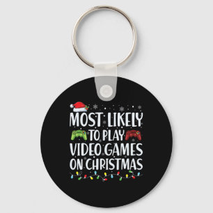 Hoogstwaarschijnlijk videogame spelen op kerstman sleutelhanger
