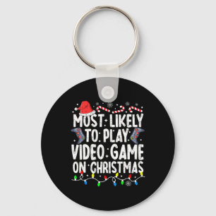 Hoogstwaarschijnlijk videogame spelen op Kerstmis Sleutelhanger
