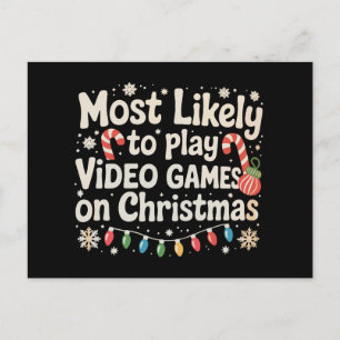 Hoogstwaarschijnlijk videogames spelen met kerst feestdagenkaart