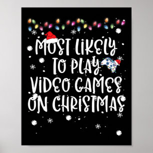 Hoogstwaarschijnlijk videogames spelen met kerstfa poster