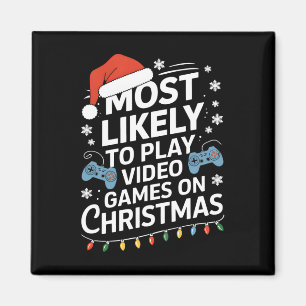 Hoogstwaarschijnlijk videogames spelen op kerstvid magneet