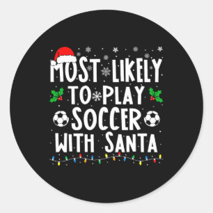 Hoogstwaarschijnlijk voetbal spelen met de kerstma ronde sticker