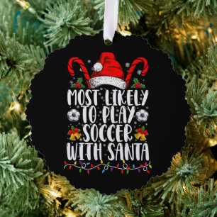 Hoogstwaarschijnlijk voetballen met Kerstman Famil Ornament Kaart