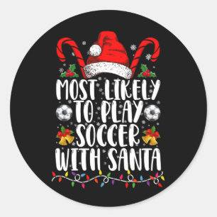Hoogstwaarschijnlijk voetballen met Kerstman Famil Ronde Sticker