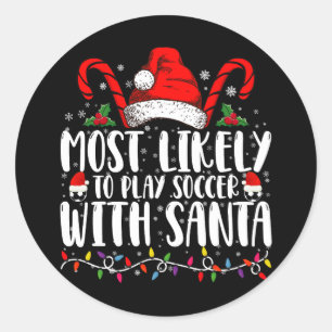 Hoogstwaarschijnlijk voetballen met Kerstman Kerst Ronde Sticker