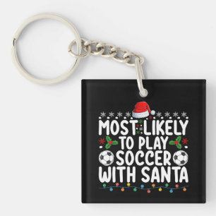 Hoogstwaarschijnlijk voetballen met Kerstman Kerst Sleutelhanger