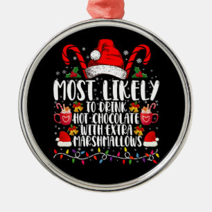 Hoogstwaarschijnlijk warme chocolademarshmallowdra metalen ornament