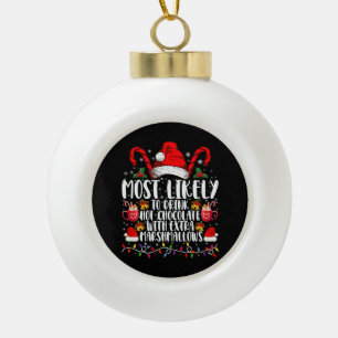 Hoogstwaarschijnlijk warme chocolademarshmallows d keramische bal ornament