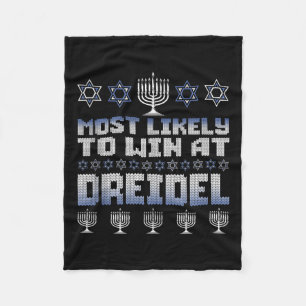 Hoogstwaarschijnlijk winnen op Dreidel Funny Hanuk Fleece Deken