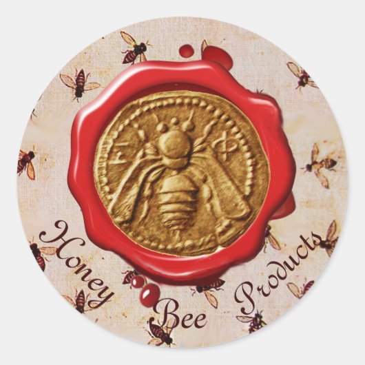 HOOGTE/BEEKEEPER RODE WAXSEAL RONDE STICKER (Voorkant)