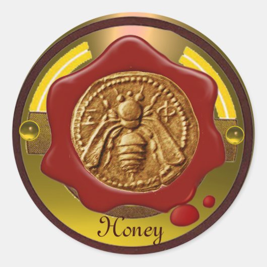 HOOGTE/BEEKEEPER RODE WAXSEAL RONDE STICKER (Voorkant)