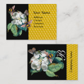 HOOGTE, BUTTERFLES EN WITTE ROSE MONOGRAM VISITEKAARTJE (Voorkant / Achterkant)