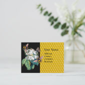 HOOGTE, BUTTERFLES EN WITTE ROSE MONOGRAM VISITEKAARTJE (Staand voorkant)