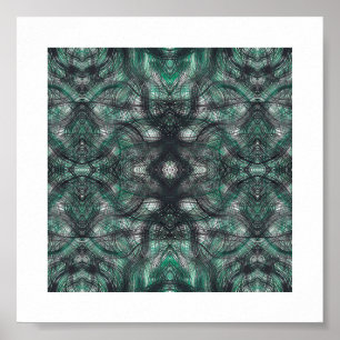 Hoogte Donkergroene Abstracte Aquarel Kunst Poster