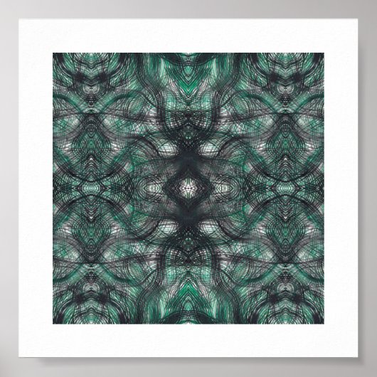 Hoogte Donkergroene Abstracte Aquarel Kunst Poster (Voorkant)