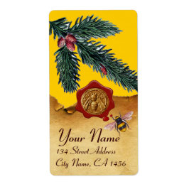 HOOGTE EN PIJNKANK, BEEKEEPER RODE WAXZEE ETIKET