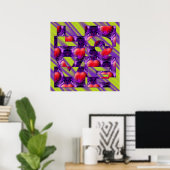 HOOGTE - lightgroene violette golven Poster (Thuiskantoor)