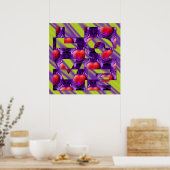 HOOGTE - lightgroene violette golven Poster (Keuken)