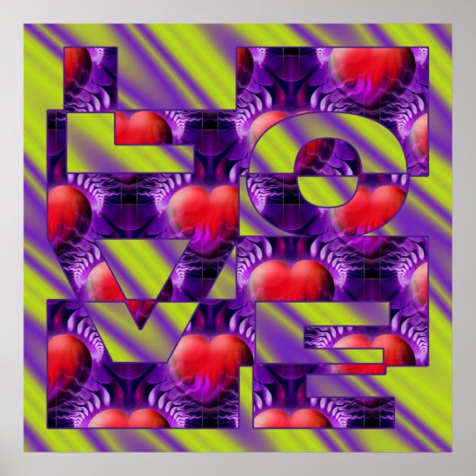 HOOGTE - lightgroene violette golven Poster (Voorkant)