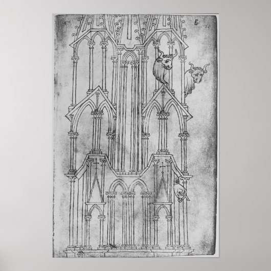 Hoogte van de toren van de kathedraal van Laon Poster (Voorkant)