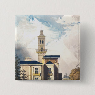 Hoogte van een Italiaanse villa of jachtpoel Vierkante Button 5,1 Cm