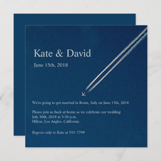 Hoogte Vliegtuig Bestemming Huwelijk Custom Kaart (Voorkant / Achterkant)