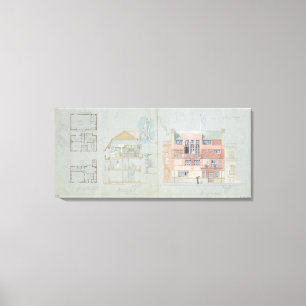Hoogte vooraan en Sectie voor Huis en Studio f Canvas Afdruk