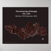 Hoogtemap van de campus van de Universiteit van Ge Poster (Voorkant)