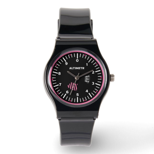 Hoogtemeter Lady Pilot Aviation Geek Horloge (Voorkant)