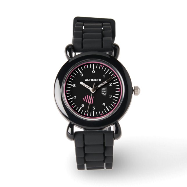 Hoogtemeter Lady Pilot Aviation Geek Horloge (Voorkant)