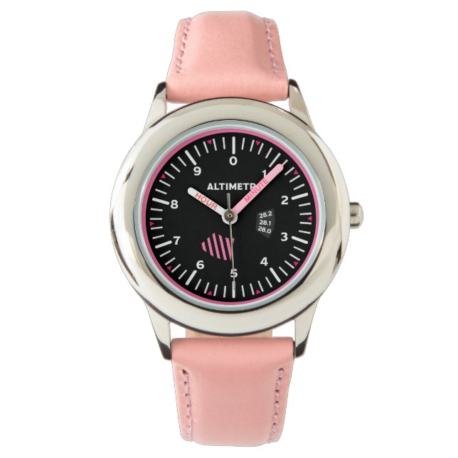 Hoogtemeter Lady Pilot Aviation Geek Horloge (Voorkant)