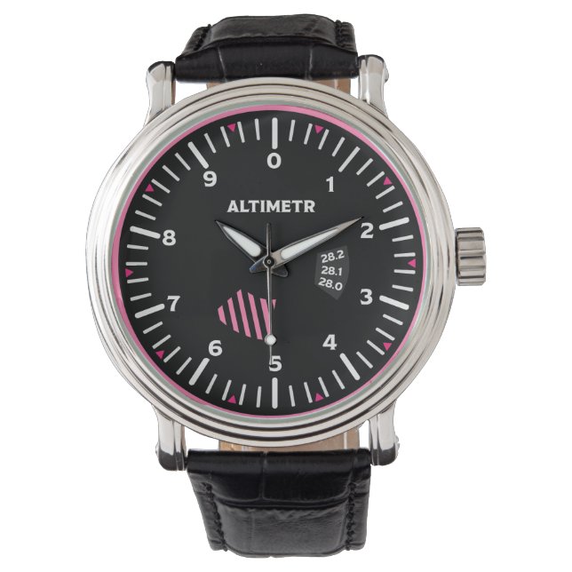 Hoogtemeter Lady Pilot Aviation Geek Horloge (Voorkant)