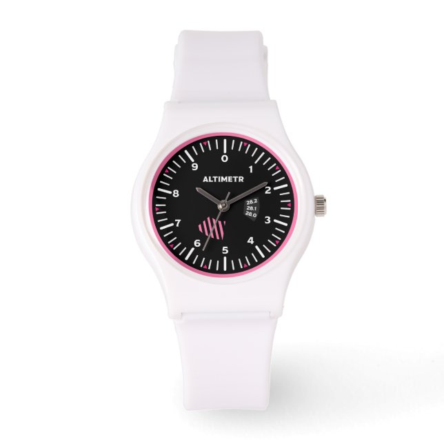 Hoogtemeter Lady Pilot Aviation Geek Horloge (Voorkant)