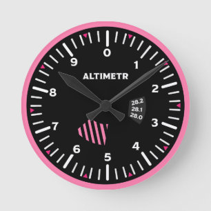 Hoogtemeter Lady Pilot Aviation Geek Ronde Klok