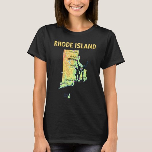 Hoogteprofiel van Rhode Island State Major Cities  T-shirt (Voorkant)