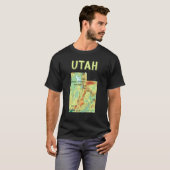 Hoogteprofiel van Utah State Major Cities Lakes T-shirt (Voorkant volledig)