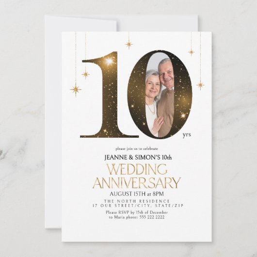 Hoogtepunten 10e bruiloft Jubileum Foto ID1165 Kaart (Voorkant)