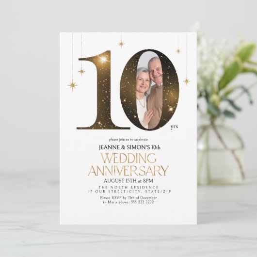 Hoogtepunten 10e bruiloft Jubileum Foto ID1165 Kaart (Staand voorkant)