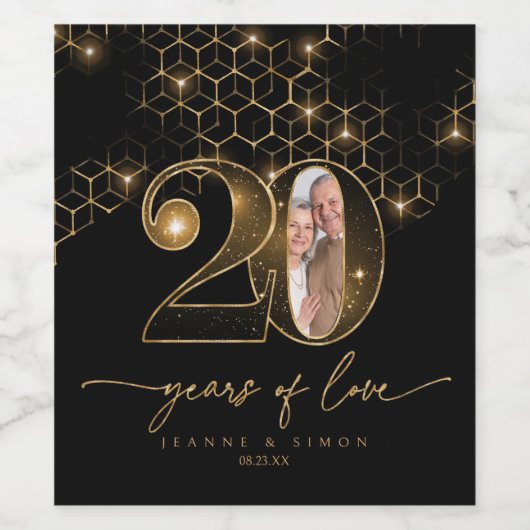 Hoogtepunten Goud 20e Jubileum Foto ID1165 Wijn Etiket (Enkel label)