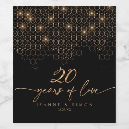 Hoogtepunten Goud 20e Jubileum ID1165 Wijn Etiket (Enkel label)