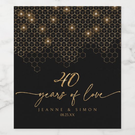 Hoogtepunten Goud 40e Jubileum ID1165 Wijn Etiket (Enkel label)