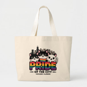 Hoogtepunten van Chicago City Illinois USA Rainbow Grote Tote Bag